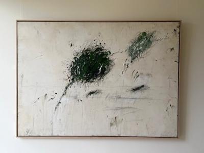 Karina Gentinetta Intermezzo in Green Large Scale Acrylic Pencil Oil Pastel Painting 60 x84 