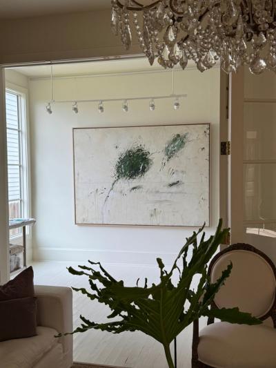 Karina Gentinetta Intermezzo in Green Large Scale Acrylic Pencil Oil Pastel Painting 60 x84 