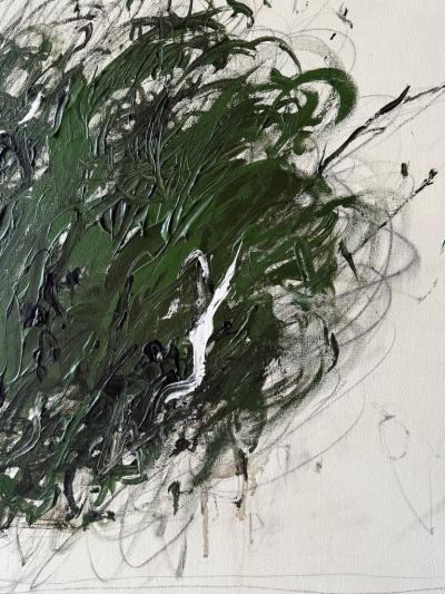 Karina Gentinetta Intermezzo in Green Large Scale Acrylic Pencil Oil Pastel Painting 60 x84 