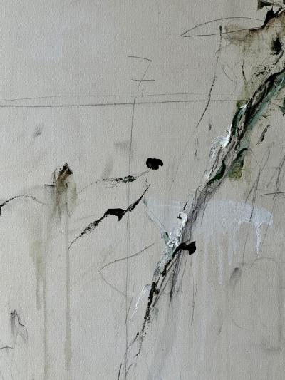 Karina Gentinetta Intermezzo in Green Large Scale Acrylic Pencil Oil Pastel Painting 60 x84 