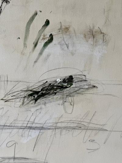 Karina Gentinetta Intermezzo in Green Large Scale Acrylic Pencil Oil Pastel Painting 60 x84 
