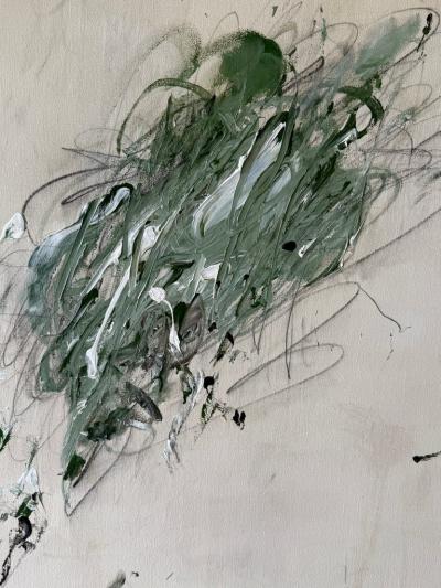 Karina Gentinetta Intermezzo in Green Large Scale Acrylic Pencil Oil Pastel Painting 60 x84 