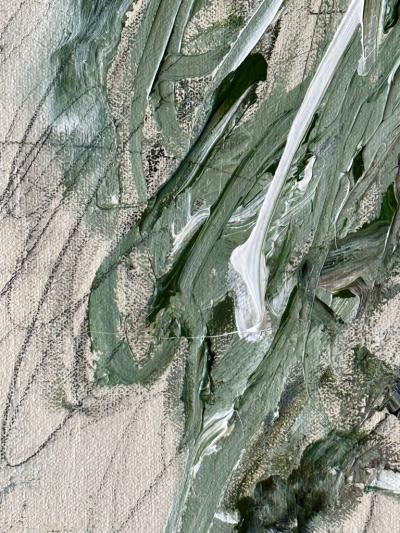 Karina Gentinetta Intermezzo in Green Large Scale Acrylic Pencil Oil Pastel Painting 60 x84 