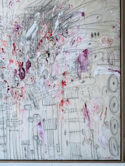 Karina Gentinetta La Boheme Large Scale Rose and Burgundy Acrylic Oil Pastel Abstract 72 x72 