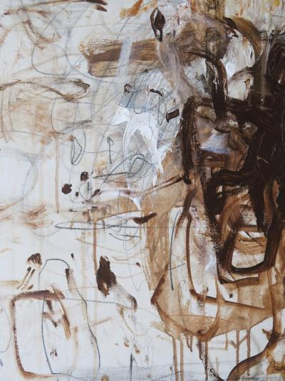 Karina Gentinetta Petite Adagio in Burnt Umber Acrylic Oil Pastels Pencils in Browns 60 x48 