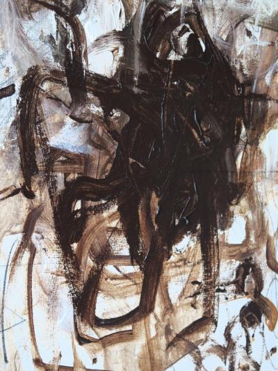 Karina Gentinetta Petite Adagio in Burnt Umber Acrylic Oil Pastels Pencils in Browns 60 x48 