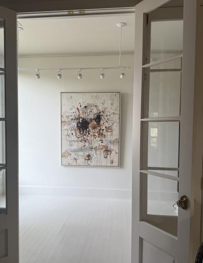 Karina Gentinetta Petite Adagio in Burnt Umber Acrylic Oil Pastels Pencils in Browns 60 x48 