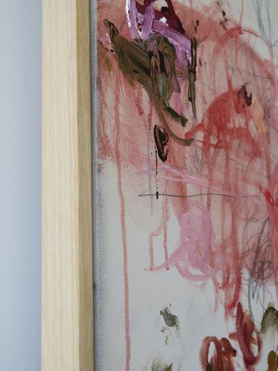 Karina Gentinetta Ranunculus II Oversized Acrylic Oil Pastels and Pencils Red Abstract 84 x60 