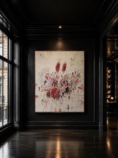 Karina Gentinetta Rhapsody in Red Large Scale Acrylic Oil Pastels Pencils Abstract 72 x60 