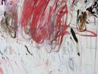 Karina Gentinetta Rhapsody in Red Large Scale Acrylic Oil Pastels Pencils Abstract 72 x60 