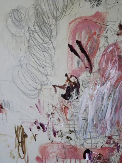 Karina Gentinetta Rhapsody in Red Large Scale Acrylic Oil Pastels Pencils Abstract 72 x60 