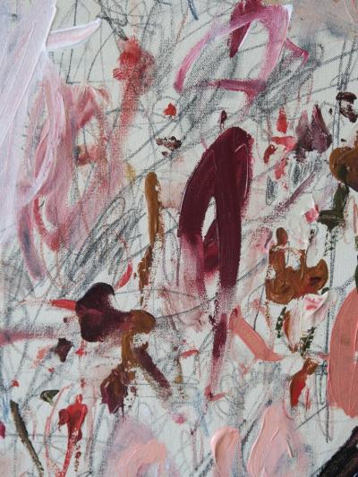 Karina Gentinetta Rhapsody in Red Large Scale Acrylic Oil Pastels Pencils Abstract 72 x60 