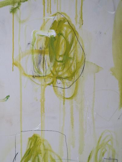 Karina Gentinetta Verdigris Large Scale Acrylic Oil Pastels and Pencils Red Abstract 84 x60