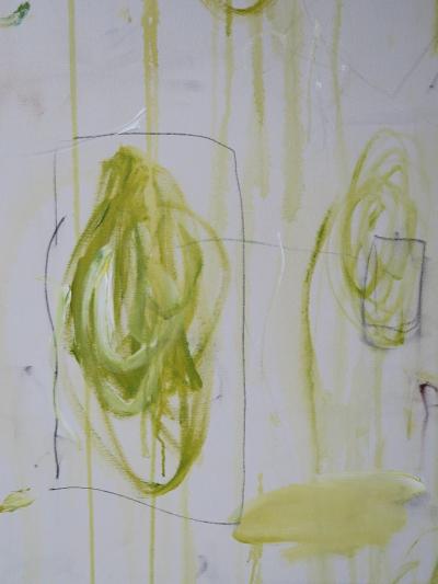 Karina Gentinetta Verdigris Large Scale Acrylic Oil Pastels and Pencils Red Abstract 84 x60