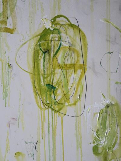 Karina Gentinetta Verdigris Large Scale Acrylic Oil Pastels and Pencils Red Abstract 84 x60