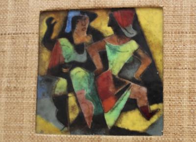 Karl Drerup 1950s Karl Drerup Enamel On Copper Modern Artwork