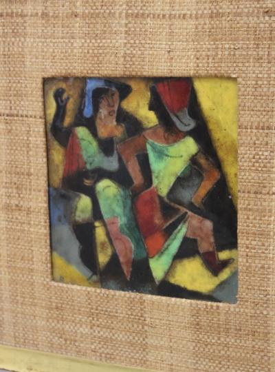 Karl Drerup 1950s Karl Drerup Enamel On Copper Modern Artwork