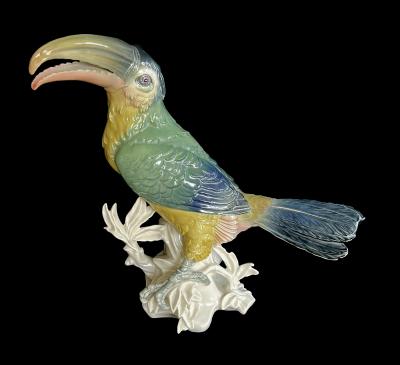 Karl Ens Karl Ens Fine Porcelain Polychrome Exotic Bird Sculpture of a Toucan