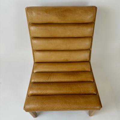 Karl Erik Ekselius Mid Century Modern Swedish Oak Cognac Leather Lounge Chair by K E Ekselius