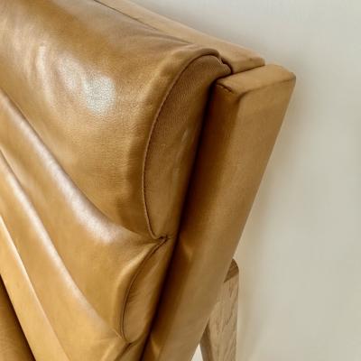 Karl Erik Ekselius Mid Century Modern Swedish Oak Cognac Leather Lounge Chair by K E Ekselius