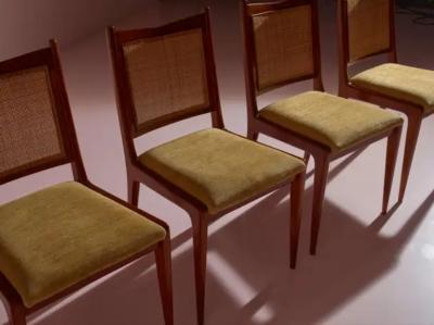 Karl Erik Ekselius six chairs made of wood straw and fabric Sweden 1950s
