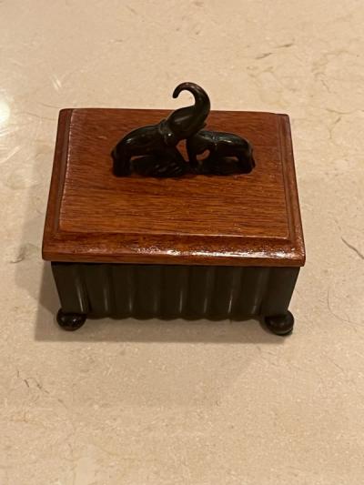 Karl Hagenauer AUSTRIAN ART DECO ELEPHANT BRONZE AND WOOD BOX