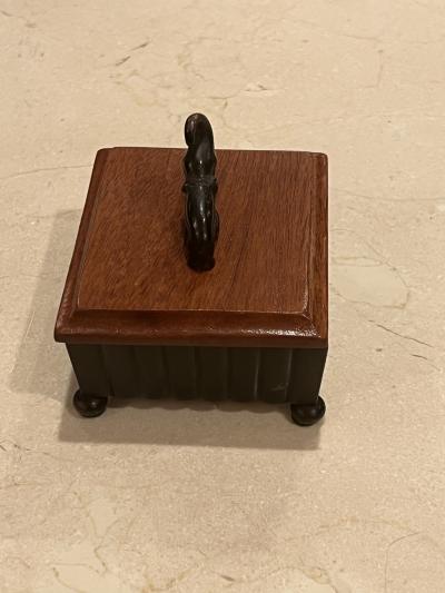 Karl Hagenauer AUSTRIAN ART DECO ELEPHANT BRONZE AND WOOD BOX