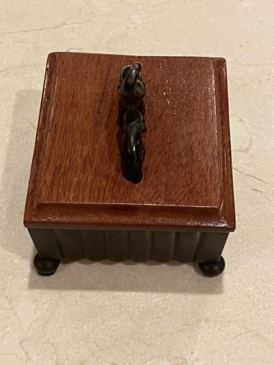 Karl Hagenauer AUSTRIAN ART DECO ELEPHANT BRONZE AND WOOD BOX