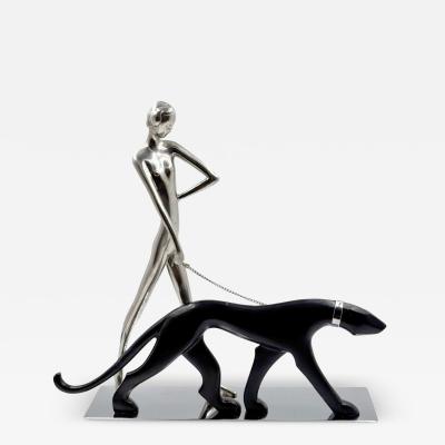 Karl Hagenauer Hagenauer Sculpture Woman Walking Panther Vienna 1930s Art Deco
