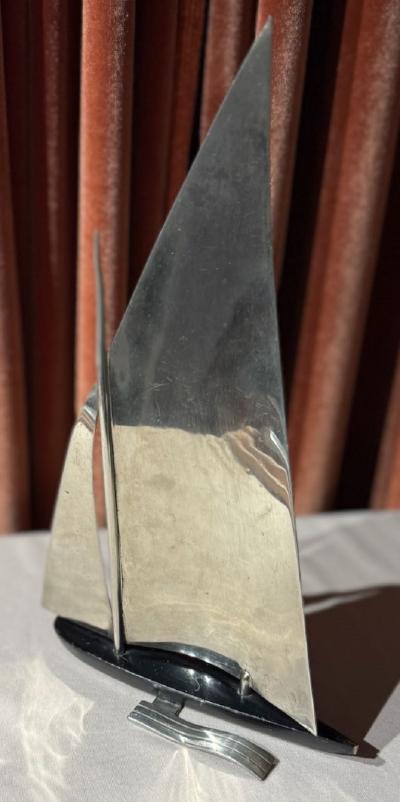 Karl Hagenauer Karl Hagenauer Chrome Sailboat Sculpture Vienna Art Deco c 1928