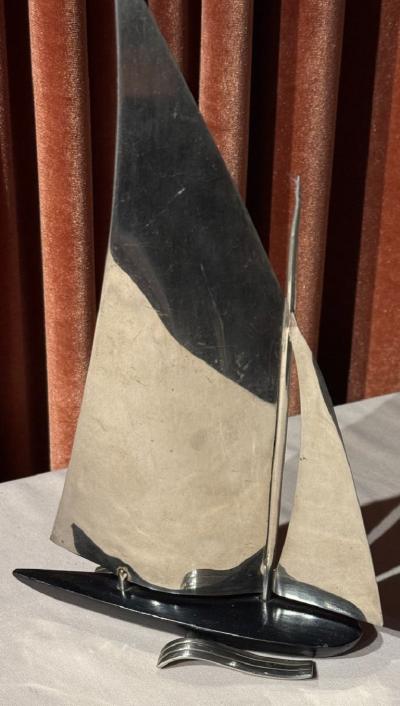 Karl Hagenauer Karl Hagenauer Chrome Sailboat Sculpture Vienna Art Deco c 1928