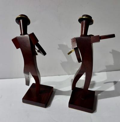 Karl Hagenauer Karl Hagenauer Pair of Art Deco Bronze Wood Musicians