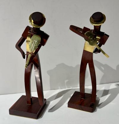 Karl Hagenauer Karl Hagenauer Pair of Art Deco Bronze Wood Musicians