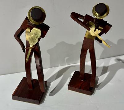 Karl Hagenauer Karl Hagenauer Pair of Art Deco Bronze Wood Musicians