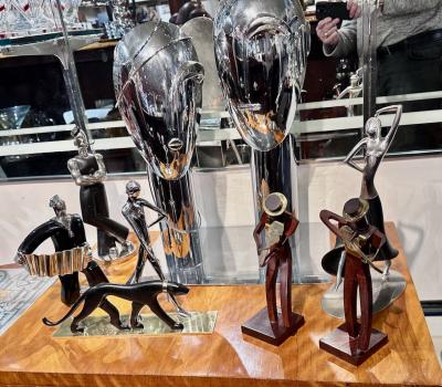 Karl Hagenauer Karl Hagenauer Pair of Art Deco Bronze Wood Musicians