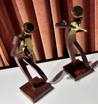 Karl Hagenauer Karl Hagenauer Pair of Art Deco Bronze Wood Musicians