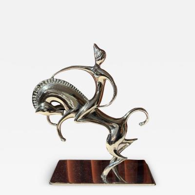Karl Hagenauer Rare Chrome Sculpture Man on Horseback Vienna Art Deco c 1928