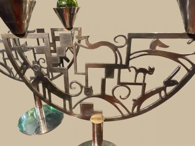 Karl Hagenauer Rare Pair of Karl Hagenauer Austrian Art Deco Candle Holders