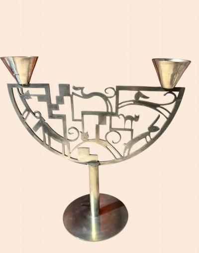 Karl Hagenauer Rare Pair of Karl Hagenauer Austrian Art Deco Candle Holders