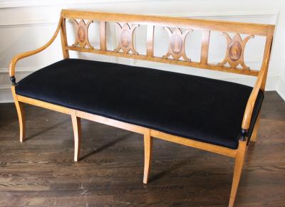 Karl Johan Neoclassic Marquetry Danish Four Seat Bench