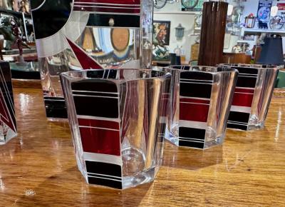 Karl Palda Art Deco Decanter and Whiskey Glasses by Karl Palda