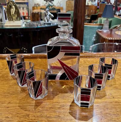 Karl Palda Art Deco Decanter and Whiskey Glasses by Karl Palda