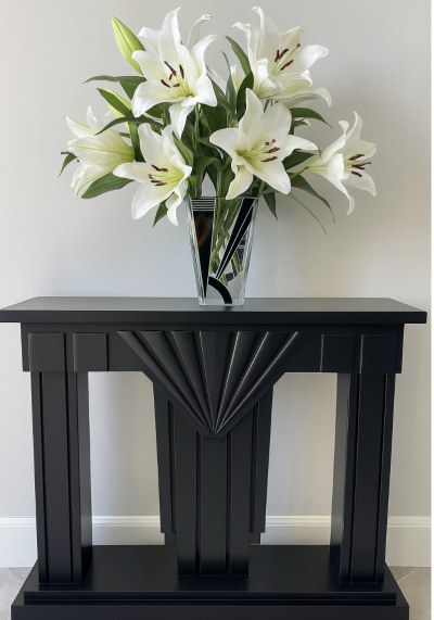 Karl Palda Art Deco Vase with Black Enameled Crystal by Palda