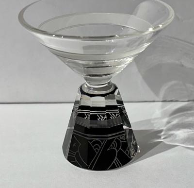 Karl Palda Decanter and Glasses by Karl Palda with Black Modernist Pattern