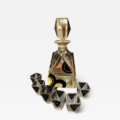 Karl Palda Karl Palda Art Deco Decanter and Glasses Czechoslovakia 1920s