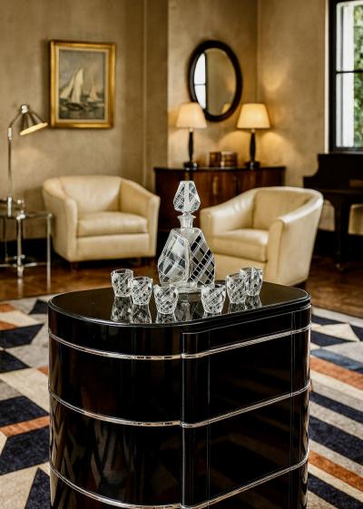 Karl Palda Modernist Decanter and Glasses by Karl Palda