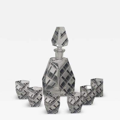 Karl Palda Modernist Decanter and Glasses by Karl Palda