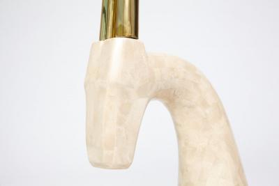 Karl Springer 1970 s Dramaric Stone Brass Sculpture of Antelope