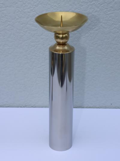 Karl Springer 1980s Brass And chrome Karl Springer Style Candle Holders