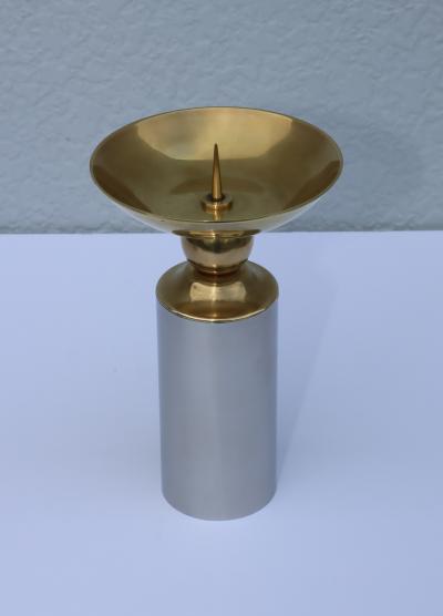 Karl Springer 1980s Brass And chrome Karl Springer Style Candle Holders